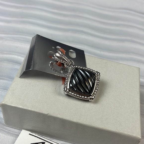 Judith Ripka Sterling Silver & Carved Hematite Enhancer - Picture 2 of 7